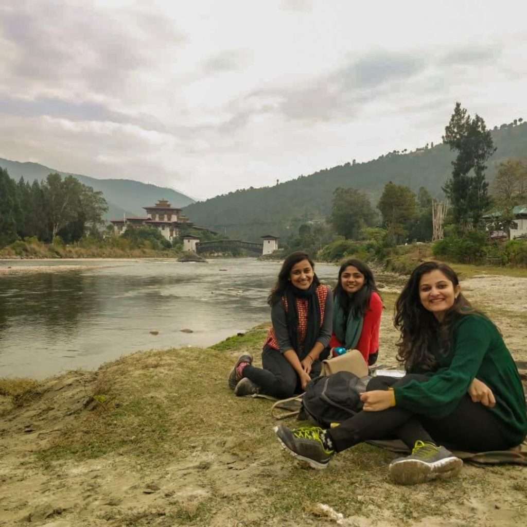 Picnic in Punakha Bhutan by the river