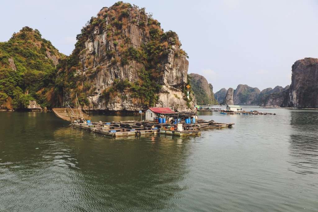 view of fishing village in cat ba island